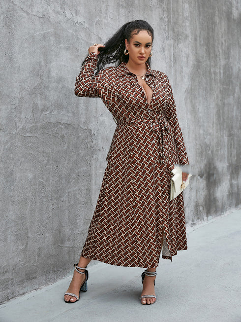 Temperament Commuter Maxi Dress With Drawstring - ROUTINE FASHION